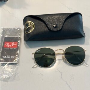 Ray-Ban Gold and Green Round Sunglasses